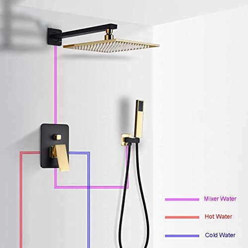 Black Gold Rain Shower System with Handheld 1