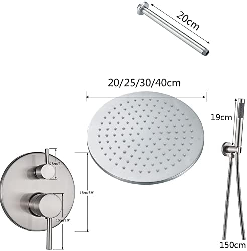 Chrome Shower Fixtures System with Rain and Handheld Shower