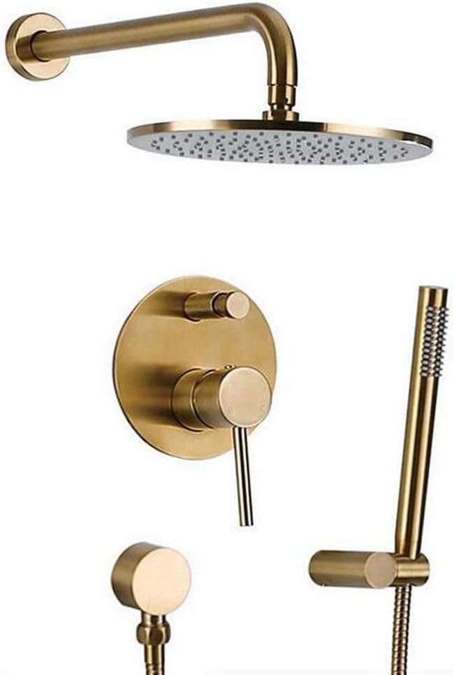 Brushed Gold Solid Brass Rain Shower Combo Set