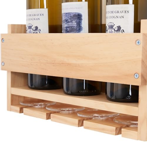Stylish Wall-Mounted Wine Rack with Cup Holder