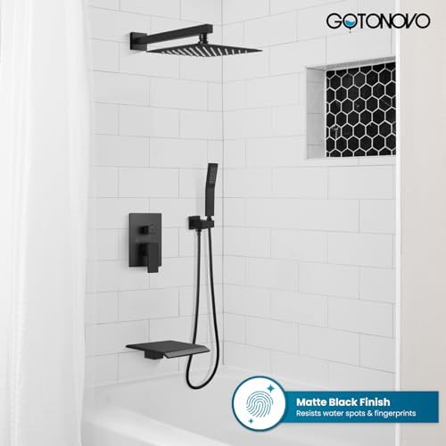 Gotonovo 10 Inch Rain Shower Faucet System with Matte Black Finish