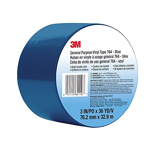 3M Vinyl Tape 764 Blue 3 in x 36 yd Light Traffic