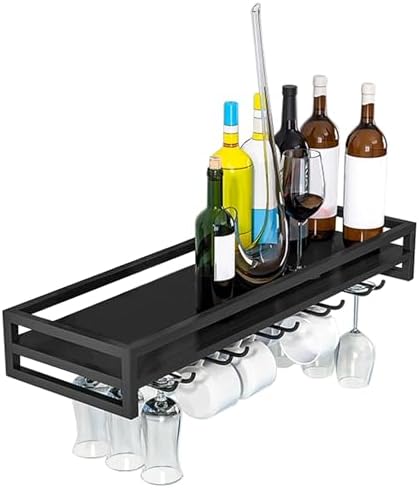 Whalebee Wall Mounted Wine Glass Rack 5 Rows Black