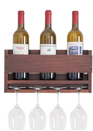 Modern Wall-Mounted Wine Rack with Cup Holder