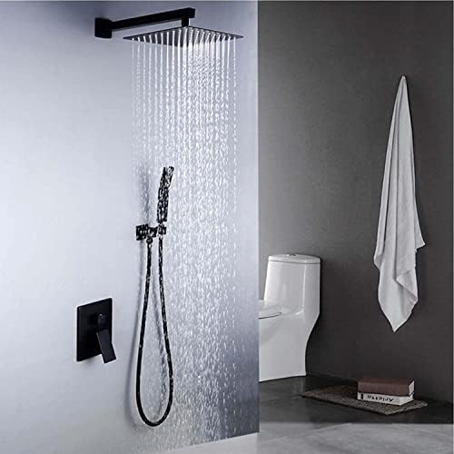 Black Rainfall Shower System with Handheld and Rain Head