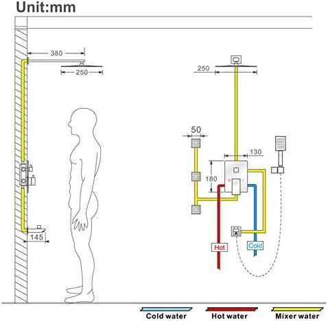 Rain Shower System with 10 Inch Square Head and Body Jets