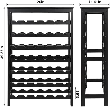 VASMIA 42 Bottles Bamboo Wine Rack 7-Tier Freestanding Floor