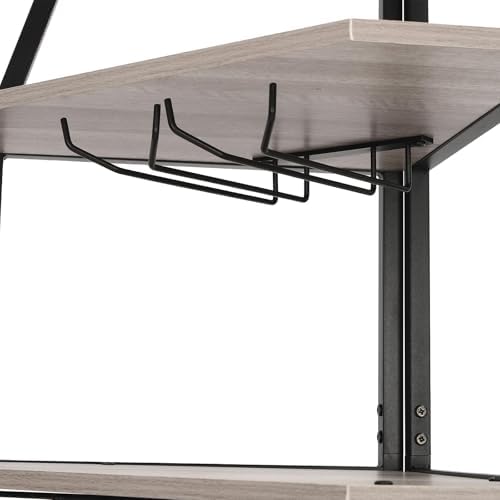 5-Tier Corner Wine Rack with Glass Holders Grey