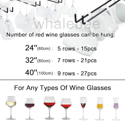 Wall Mounted Wine Rack with 9 Rows of Hooks
