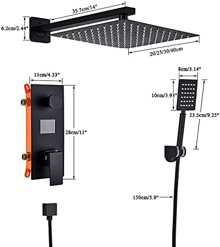 Wall Mounted Matte Black Shower Combo Set with LED Digital Display