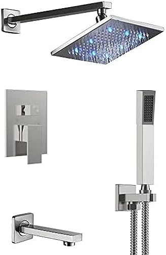 TECKI 12 Inch Brushed Nickel Rainfall Shower Faucet Set