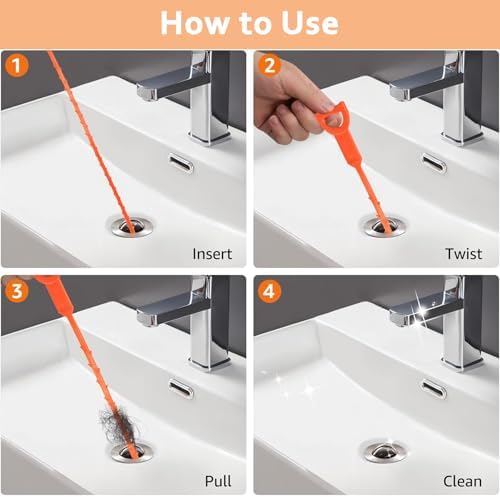 AHUONEL 4Pcs Drain Cleaner Tool Set Universal