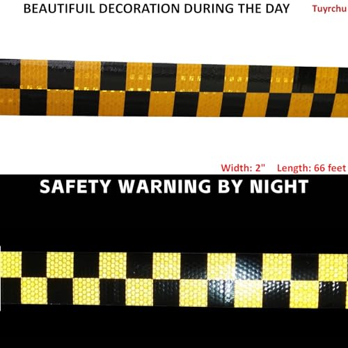 Yellow Black Reflective Tape 2x66ft for Safety and Decoration