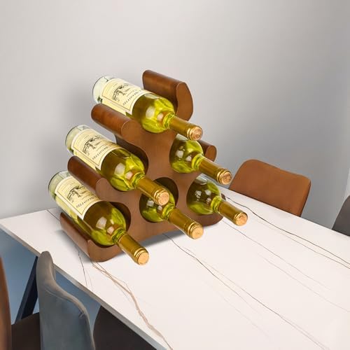 6 Bottle Countertop Wine Rack - Brown