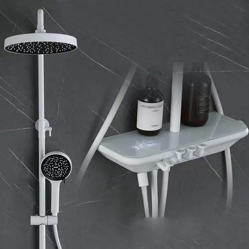 Thermostatic Shower System with LED Display and 4-Function Fixtures