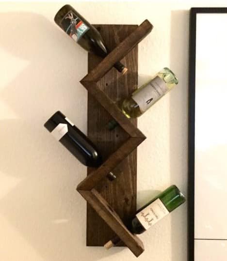 Zig Zag Wine Rack Wall Mounted - Dark Walnut