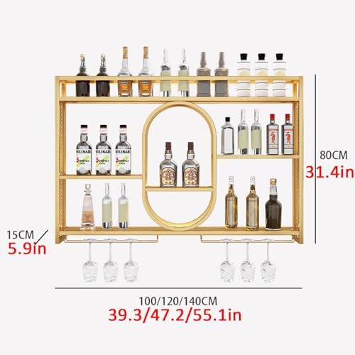 JIAOCKJIAO Wall Wine Rack with 3 Tiers Large Capacity Industrial Style Black 393in