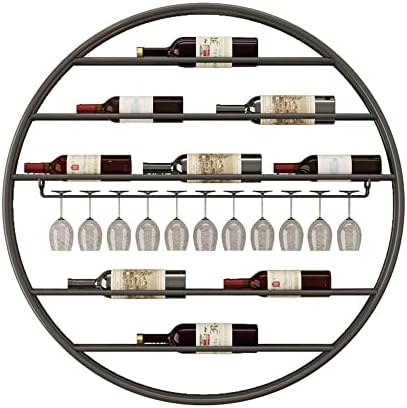 Wall-Mounted Wine Rack with Glass Holder Industrial Style