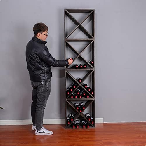FDHUIJIA 48-Bottle Solid Wood Wine Rack Cube Rustic