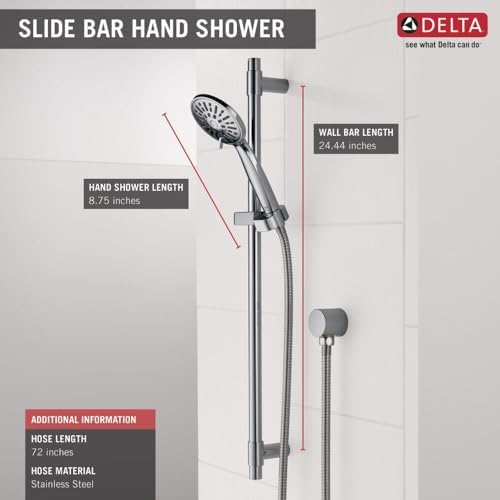 Delta Chrome Handheld Shower with Slide Bar and Detachable Head