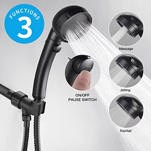 KAIYING Handheld Shower Head with 3 Spray Modes and ONOFF Switch Black