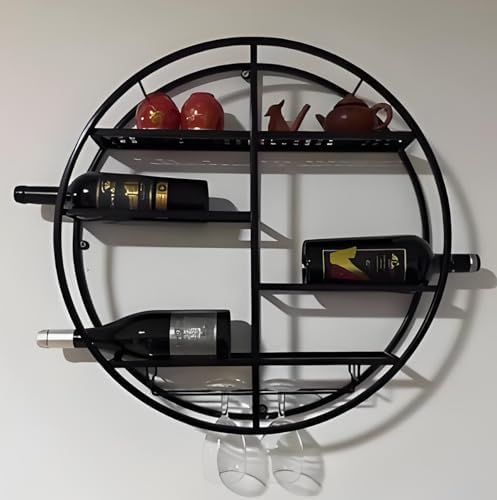 YVYKFZD Wall-Mounted Wine Rack Space-Saving Black Design 60x11x60cm