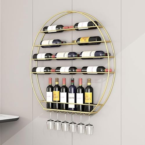 HUHJYUGE Wall-Mounted Wine Rack with Gold Finish