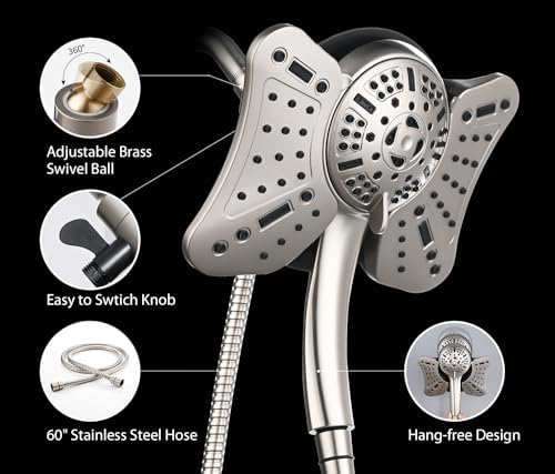 GRICH 25GPM Handheld Rain Shower Combo with 9 Modes