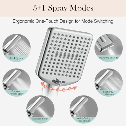 Homlord Handheld Shower Head with 6 Modes and 120 Nozzles