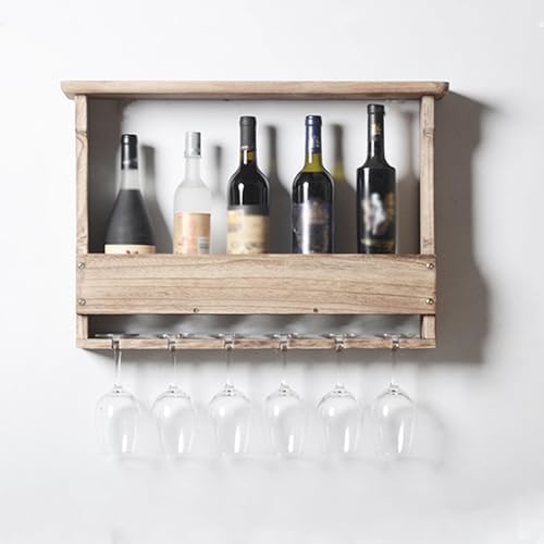 ERICAT Wall Mounted Wood Wine Rack for 6 Bottles