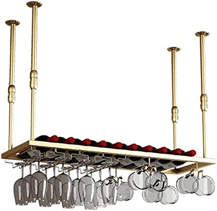 Ceiling Hanging Wine Rack with Gold Finish