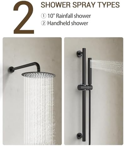YAWWALK 2-Spray Wall Mount Dual Handheld Shower Head in Matte Black