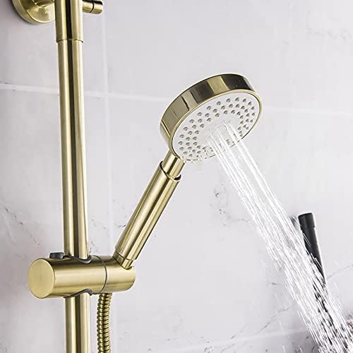 10 Inches Brushed Gold Shower Combo Set with Rainfall Handheld and Tub Tap