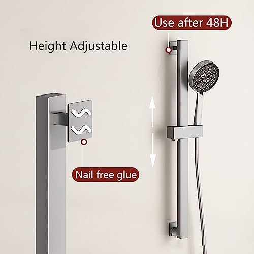 Piano Key Bathtub Faucet Set with 3 Functions Gray
