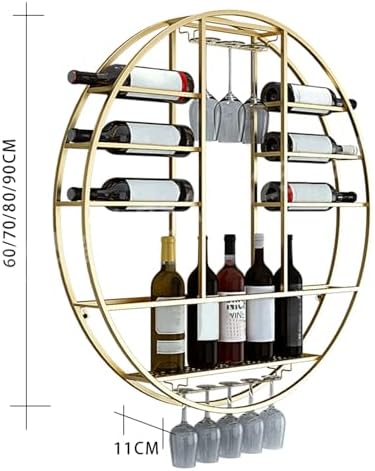 MeyeLo Wall-Mounted Round Wine Rack with Glass Holder 1