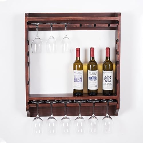 18 Bottle Wall Wine Rack with 12 Glass Holder
