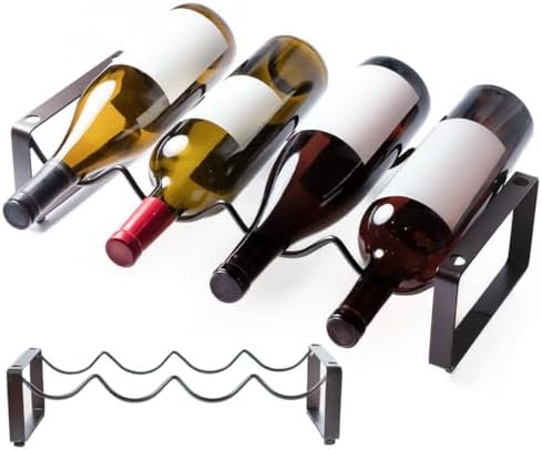 1-Tier Metal Wine Rack for Countertop - 4 Bottles Storage