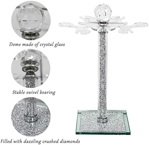 Crystal Wine Glass Holder with 6 Hooks and Crushed Diamonds