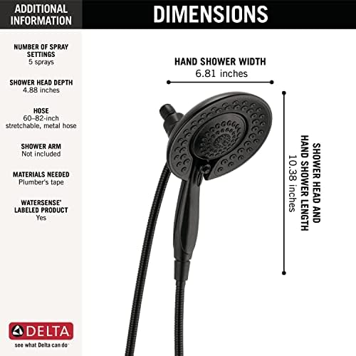 Delta In2ition 2-in-1 Dual Shower Head with Handheld Matte Black