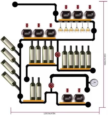 GRFIT Wall-Mounted Wine Rack Industrial Style Iron Decorative Shelf
