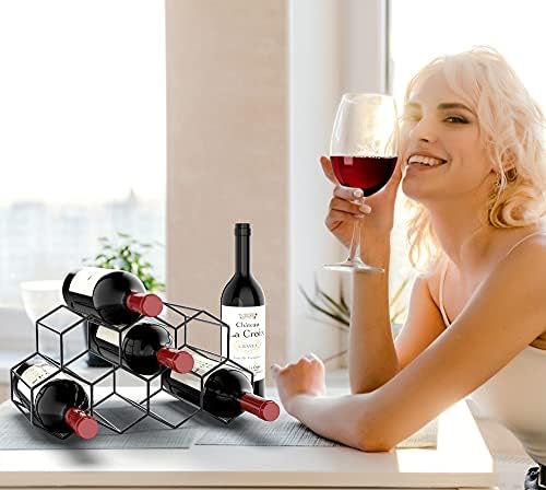 Handisen 9 Bottle Freestanding Wine Rack - Black Metal