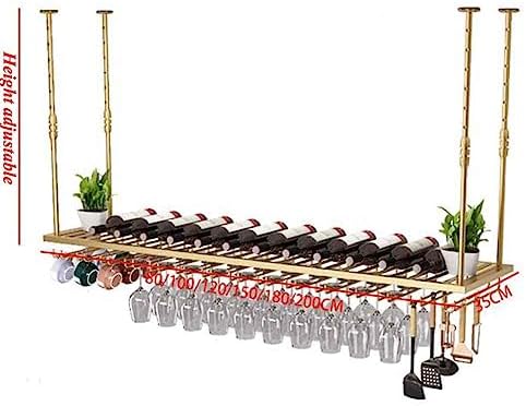 Brass Hanging Wine Rack with Adjustable Booms
