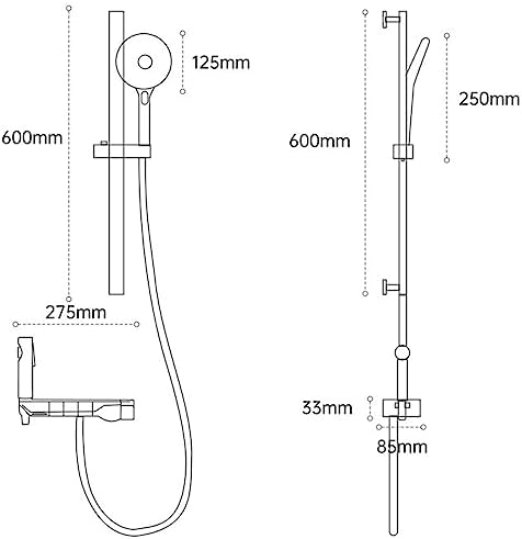 Piano Key Bathtub Faucet Set with 3 Functions Gray