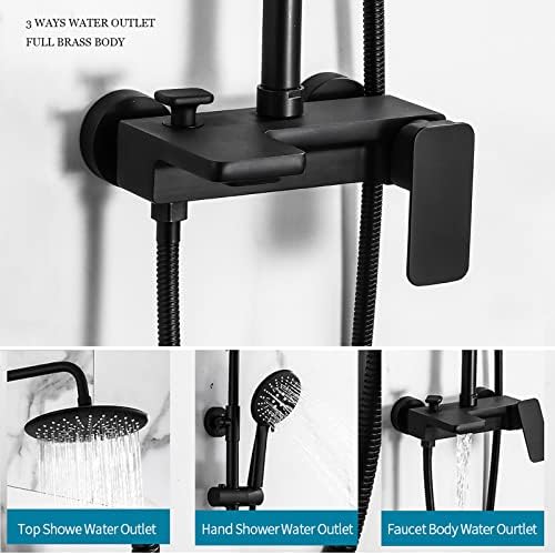 Adjustable Rainfall Shower System Set with Handheld and Tub Spout
