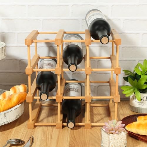 Wensdr 12-Bottle Beech Wood Wine Rack with Modular Design