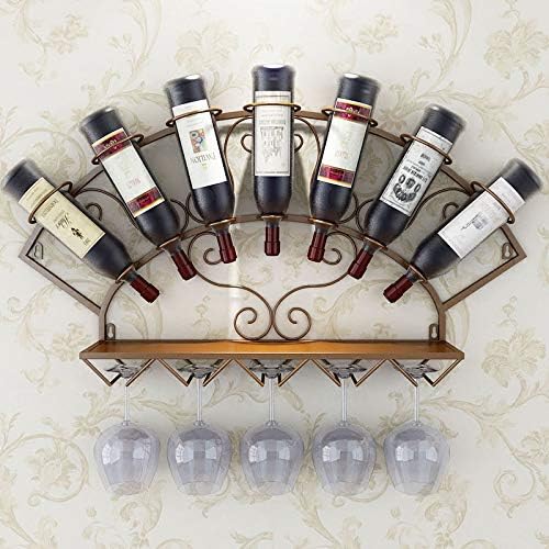 ZJDYDY Wall-Mounted Wine Rack 7 Bottles 5 Glasses Holder