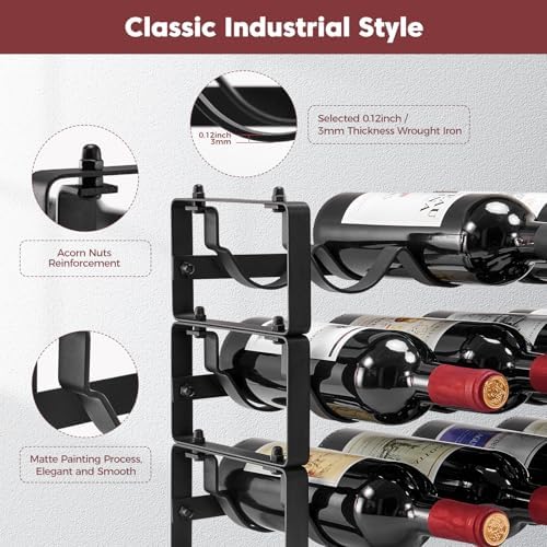 Stackable Wine Rack 3 Tier Freestanding Metal Bottle Holder for Cabinet