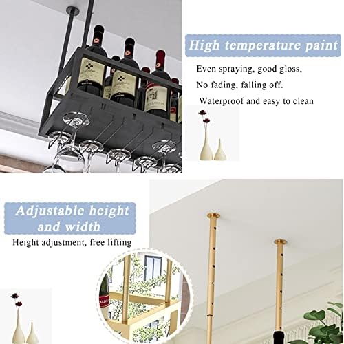ZJDYDY Black Industrial Wine Rack Ceiling Hanging Holder