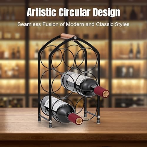 Tocemei 6-Bottle Tabletop Wine Rack Black