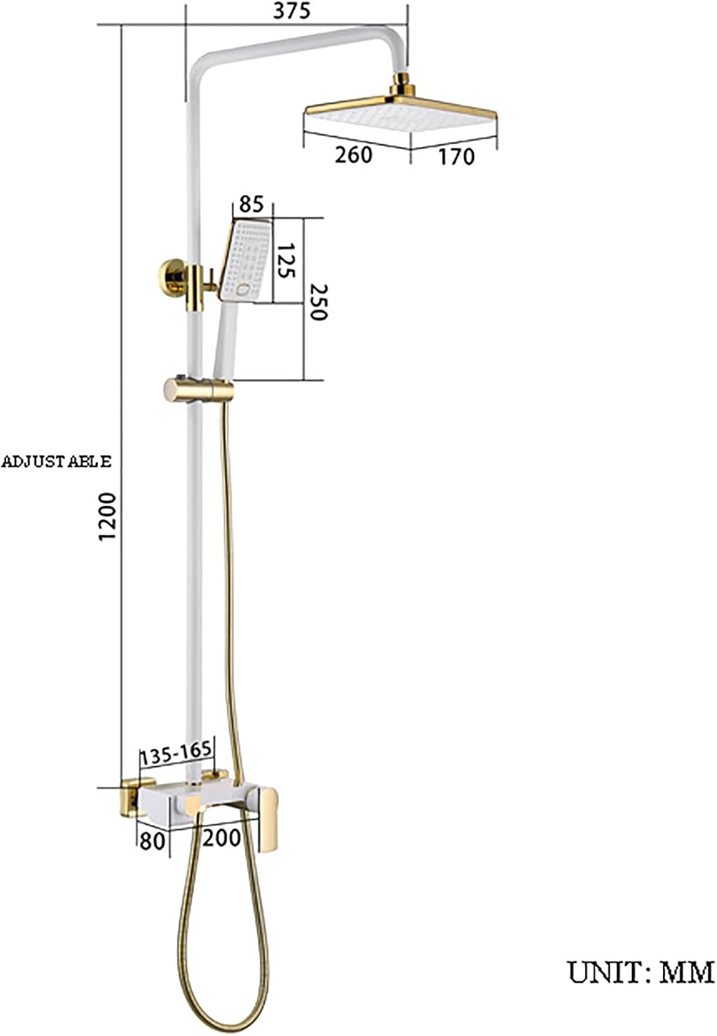 Waterfall Shower System with Handheld Combo